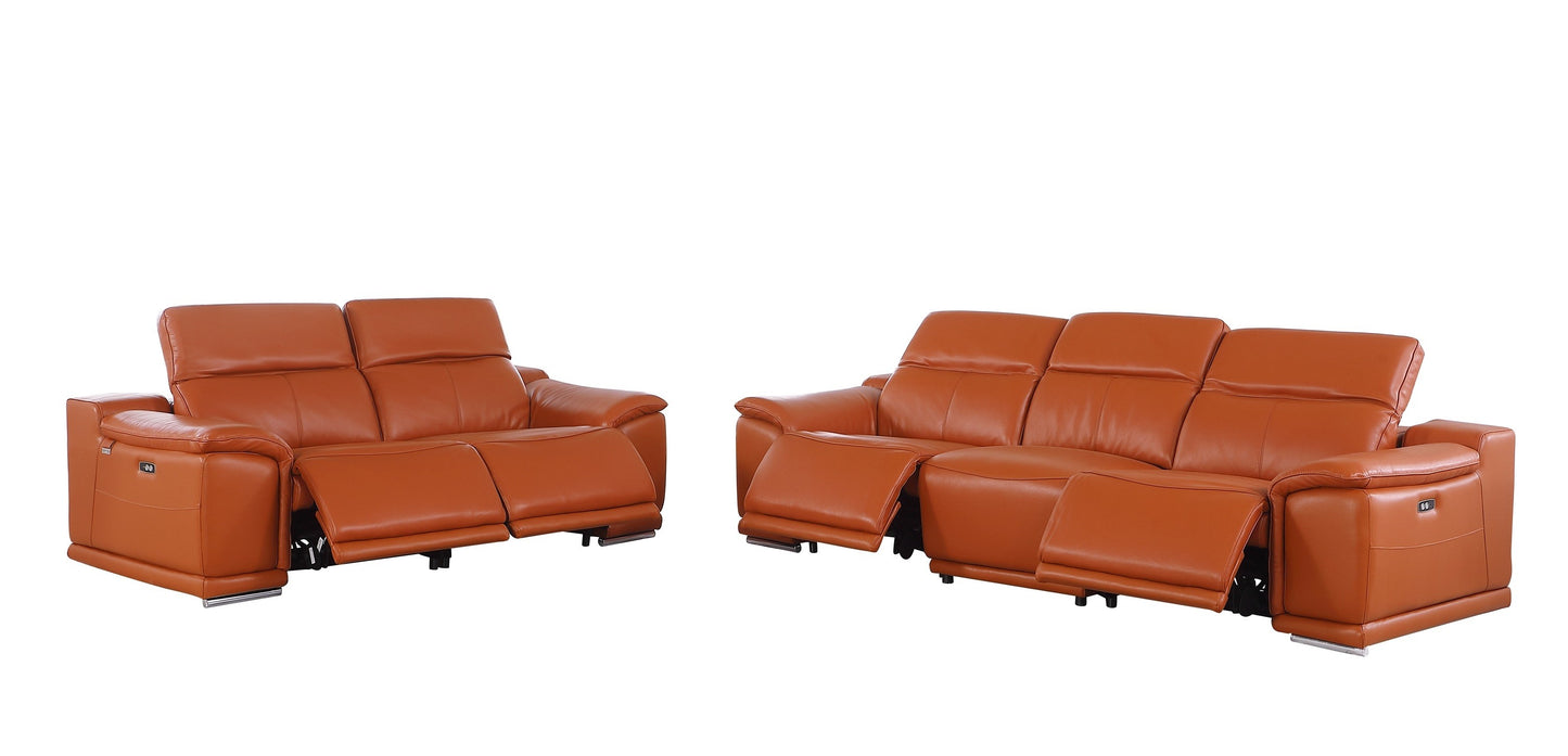 9762 Global United Leather Sofa Set - Camel