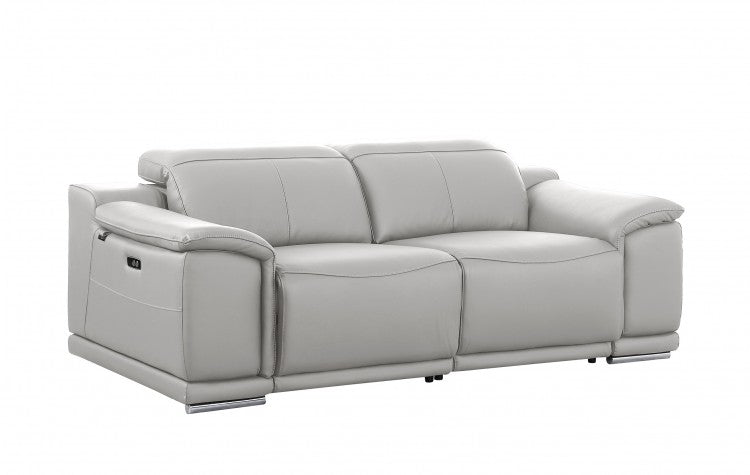 9762 Global United Leather Sofa Set - Light Gray