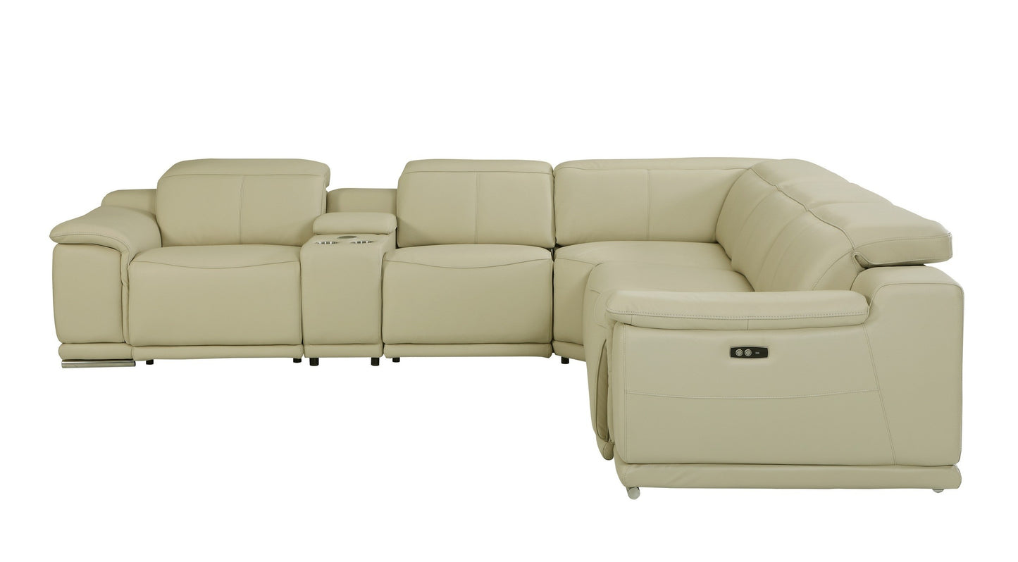 Global 9762 Genoa 6 Pc Power Sectional - Beige