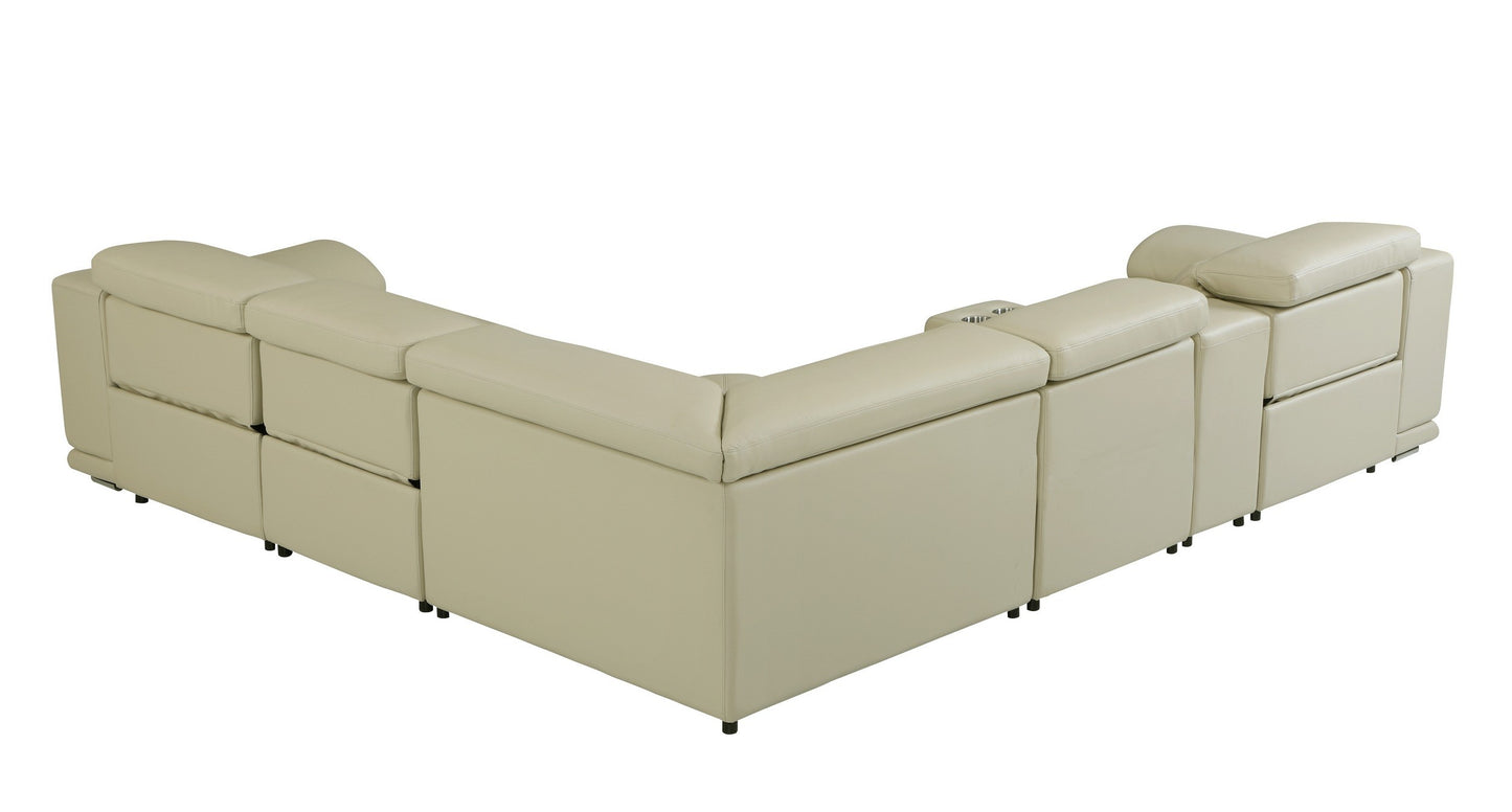 Global 9762 Genoa 6 Pc Power Sectional - Beige
