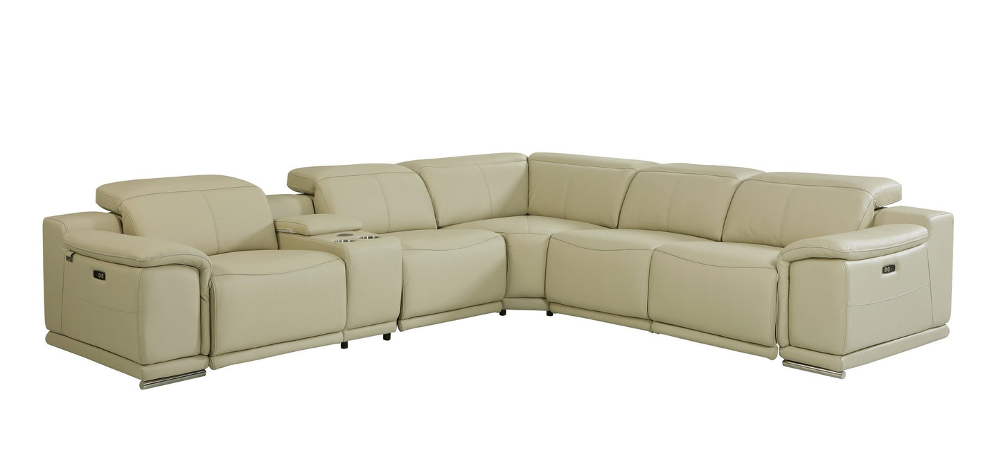 Global 9762 Genoa 6 Pc Power Sectional - Beige