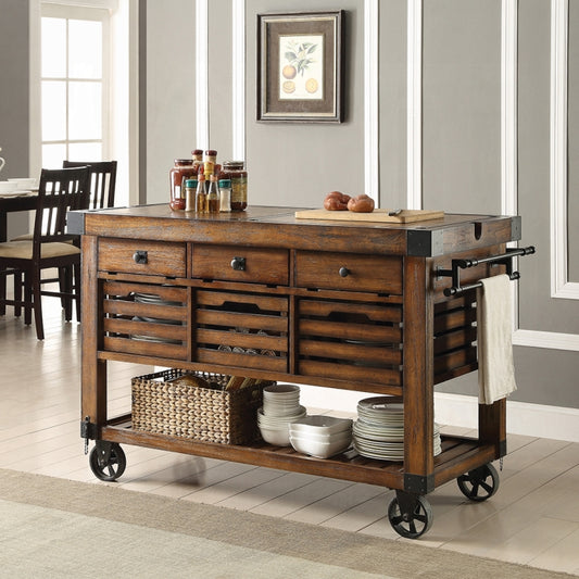 Kaif 98184 Distressed Chestnut Kitchen Cart