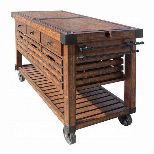 Kaif 98184 Distressed Chestnut Kitchen Cart