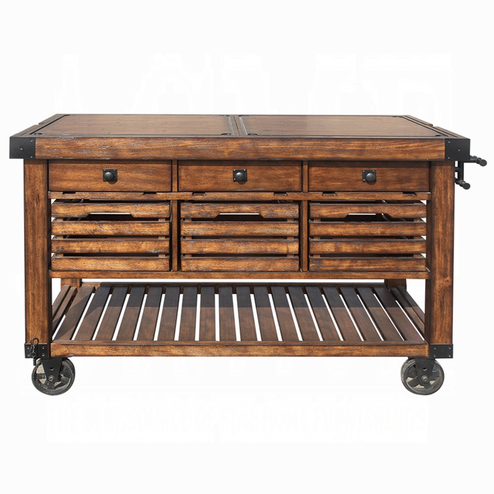 Kaif 98184 Distressed Chestnut Kitchen Cart