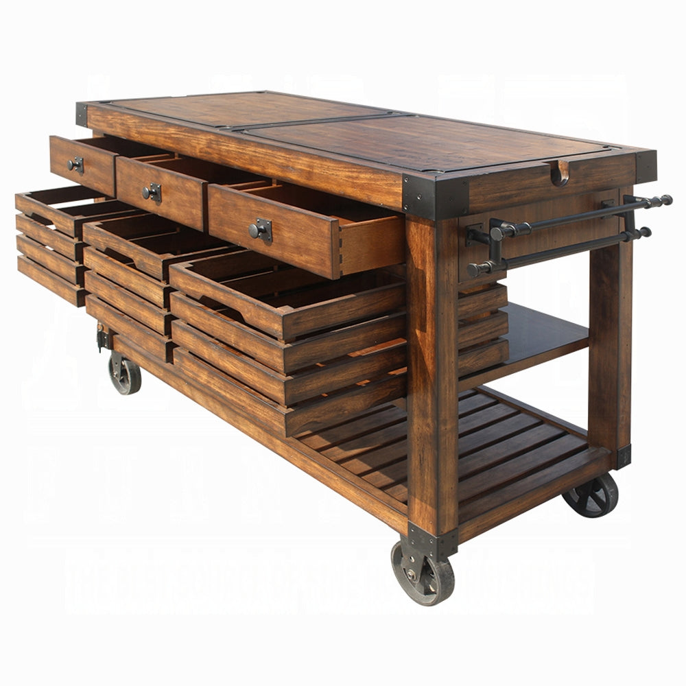 Kaif 98184 Distressed Chestnut Kitchen Cart