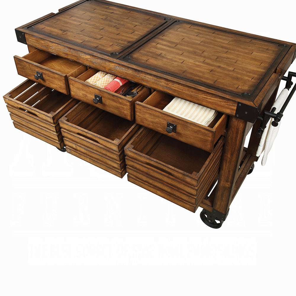 Kaif 98184 Distressed Chestnut Kitchen Cart