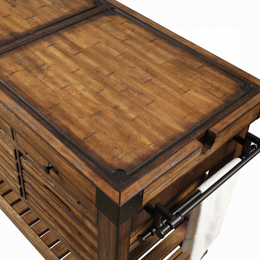 Kaif 98184 Distressed Chestnut Kitchen Cart