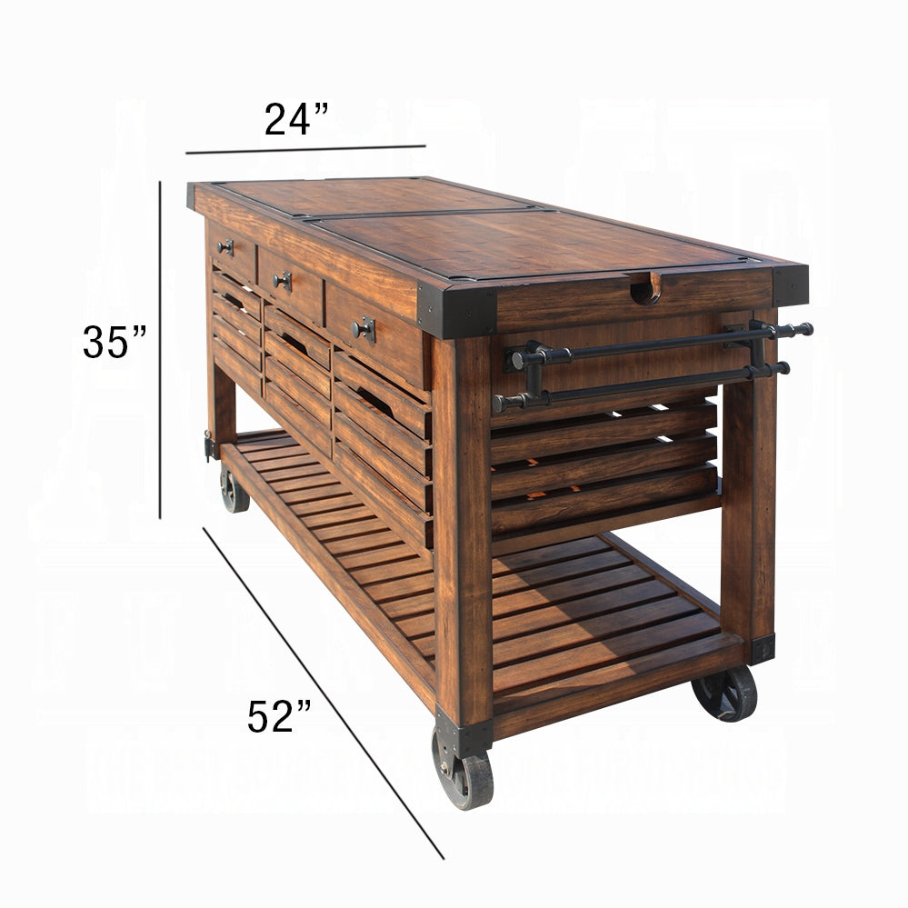 Kaif 98184 Distressed Chestnut Kitchen Cart