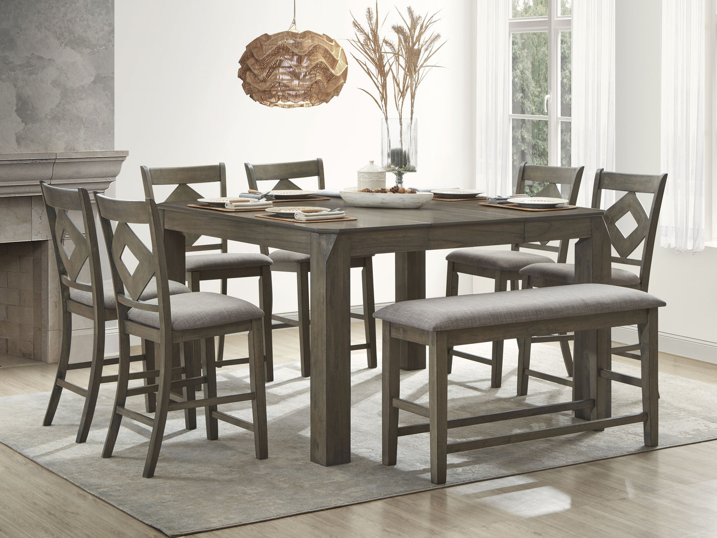 Aria 8 Pc Gray Dining Collection by Cosmos