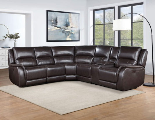 Alexandria 6 Pc Leather Sectional - Chocolate
