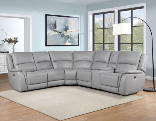 Alexandria Stone Leather 6 Pc Sectional - Steve Silver