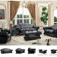 Apolo Top Grain Black or Ivory Leather Sofa Set