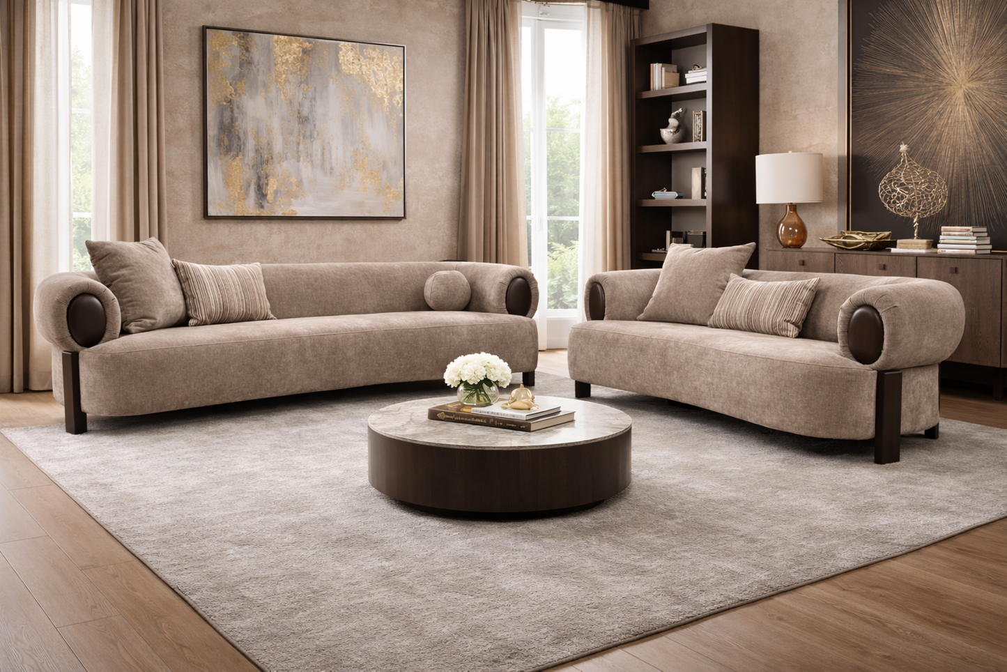 Arden Taupe 2 Pc Living Room Sofa Set