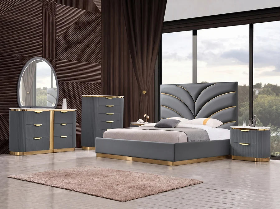 McFerran B1003 Modern 4 Pc LED Bedroom Set