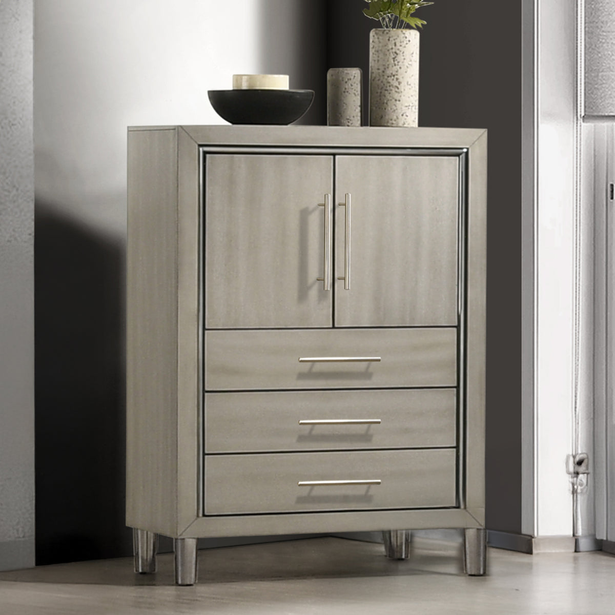 Lennox Gray 5 Drawer Chest w/LED