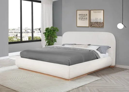 B17 Boucle Platform Bed - King Bed