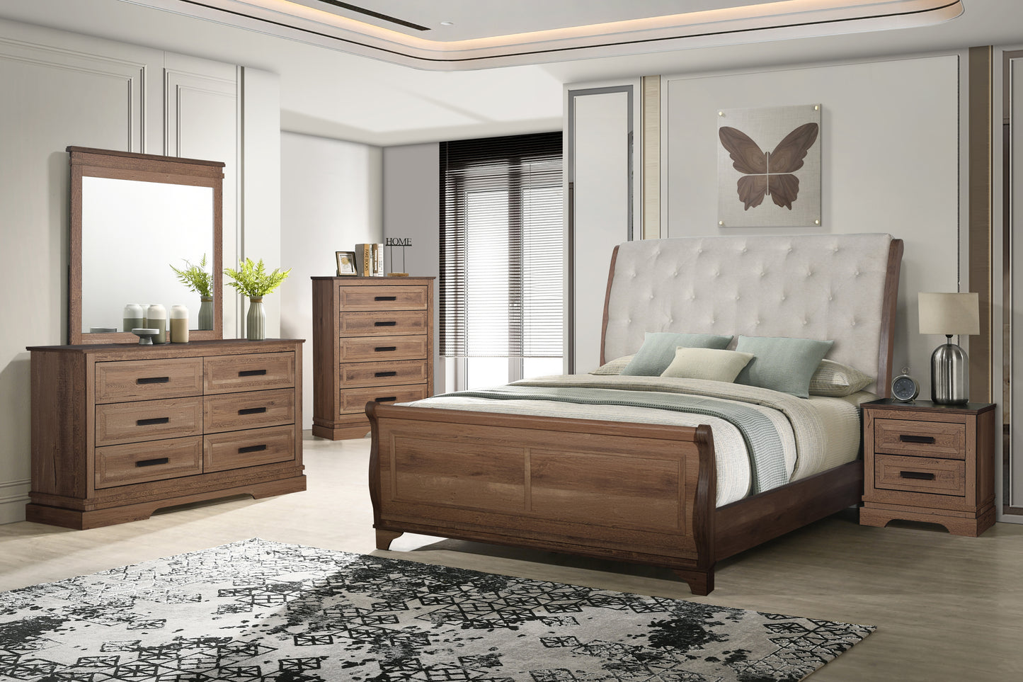 Coventry Hall 4 Pc Pecan King Bedroom Set