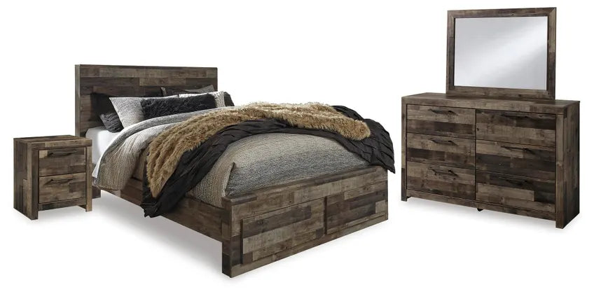 Derekson Butcher Block 4 Pc Bedroom Set