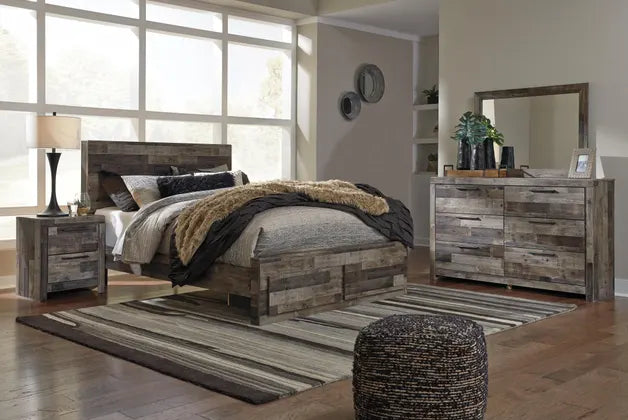 Derekson Butcher Block 4 Pc Bedroom Set