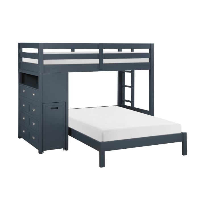Twin/Full Loft Bunk Bed w/Chest & Hidden Desk