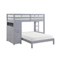 Twin/Full Loft Bunk Bed w/Chest & Hidden Desk