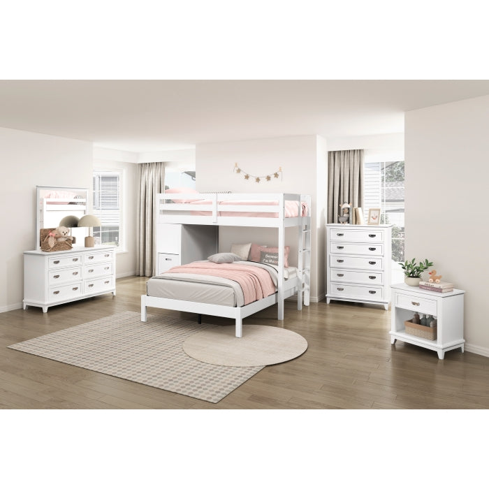 Twin/Full Loft Bunk Bed w/Chest & Hidden Desk