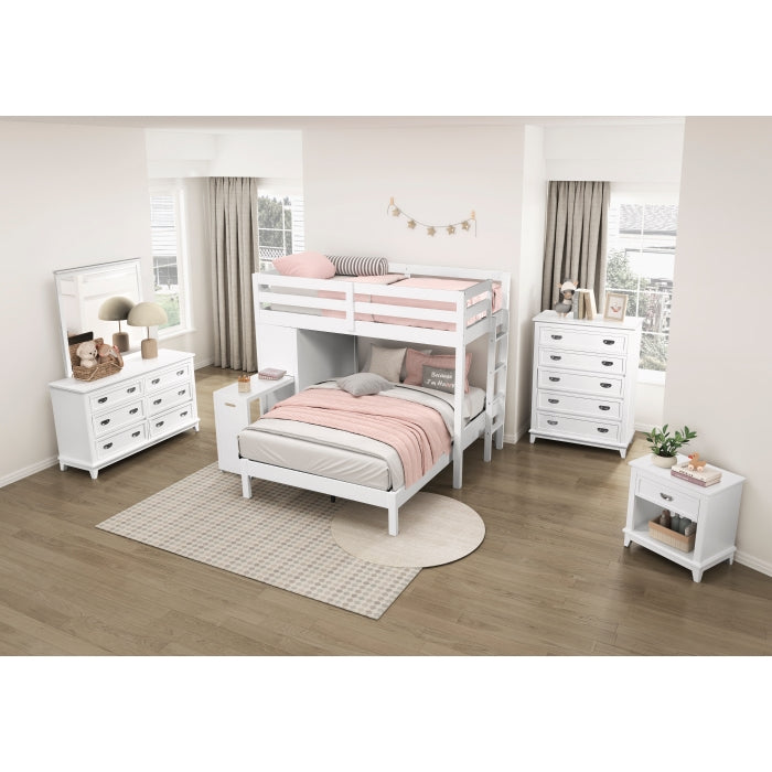 Twin/Full Loft Bunk Bed w/Chest & Hidden Desk