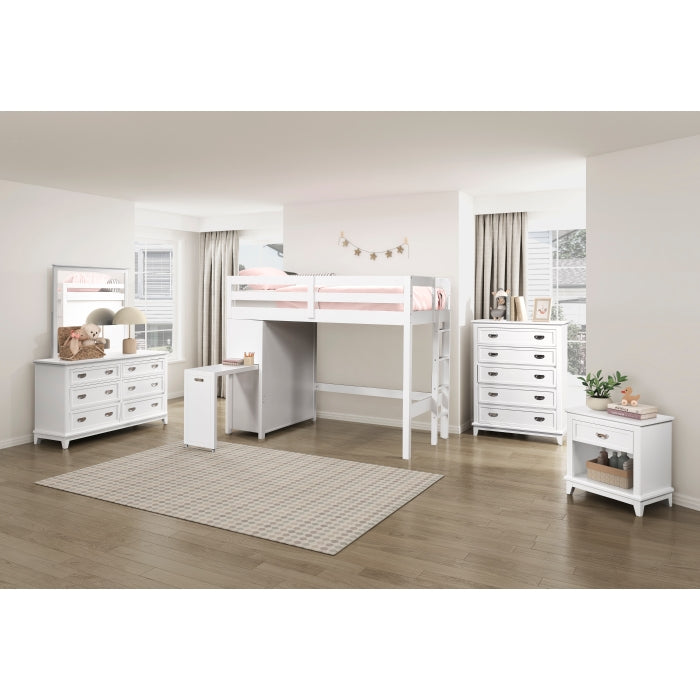 Twin/Full Loft Bunk Bed w/Chest & Hidden Desk