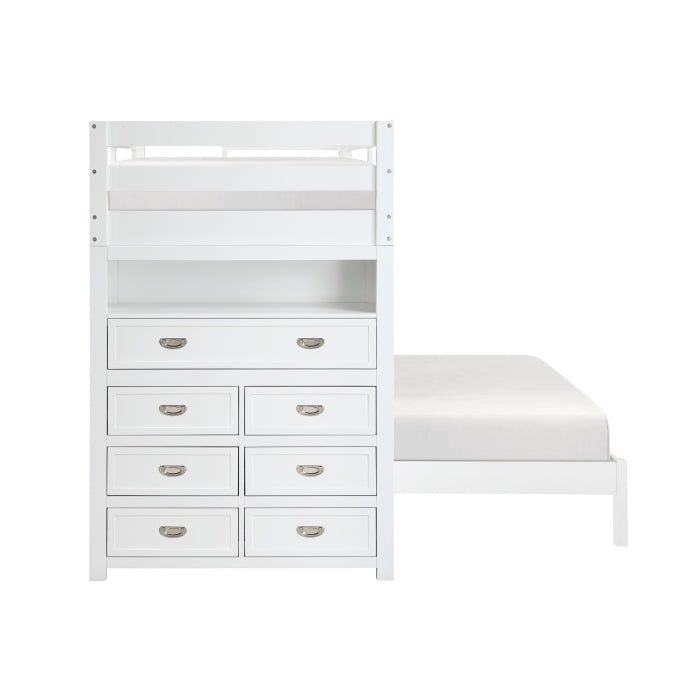 Twin/Full Loft Bunk Bed w/Chest & Hidden Desk
