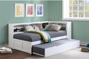 Galen Twin Bookcase Corner Bed Twin Trundle