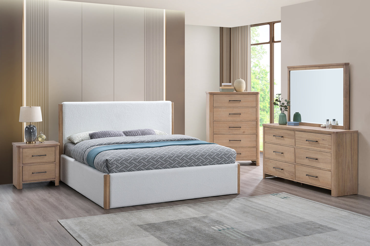 Anika Upholstered King 4 Pc Bedroom Set