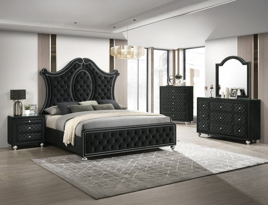 Cameo 4 Pc Upolstered Bedroom Set - Black or Gray