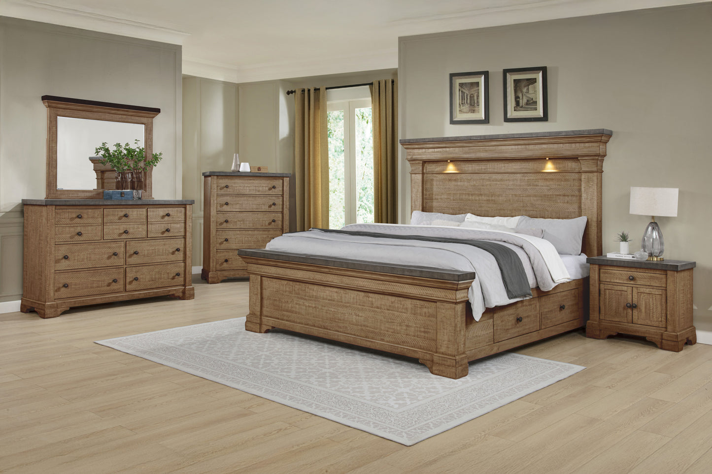Augusta Rustic Brown 4 Pc King Bedroom Set