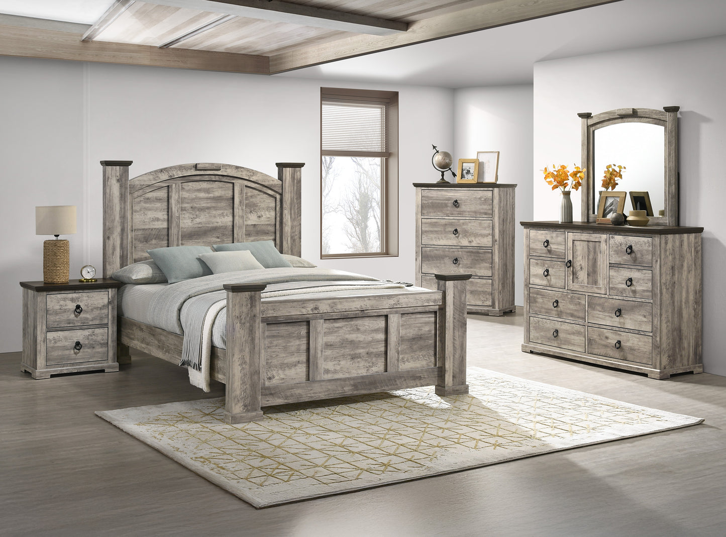 Ella-Mae 4 Pc Grey Rustic Bedroom Collection