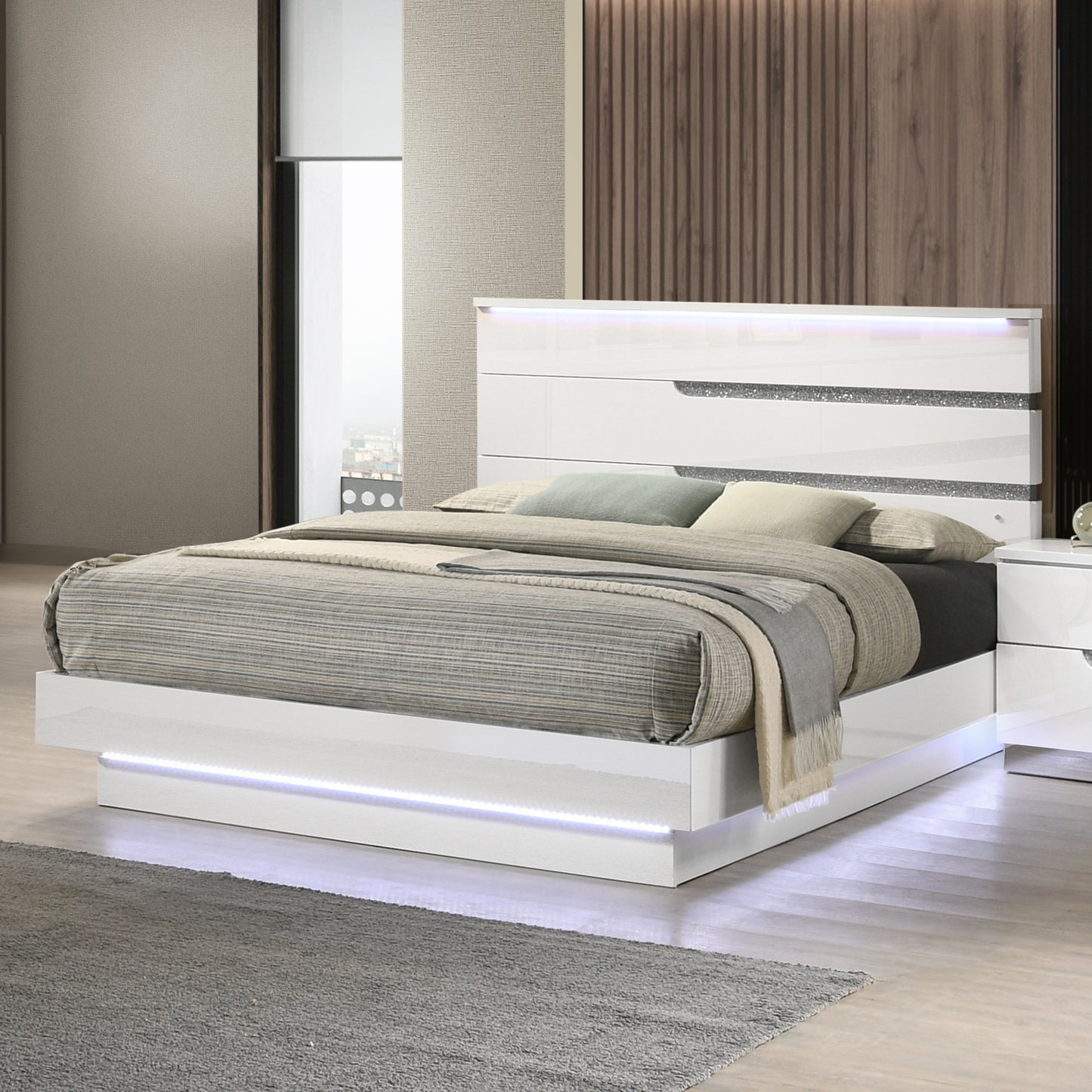 Paradox 4 Pc White King LED Bedroom Set