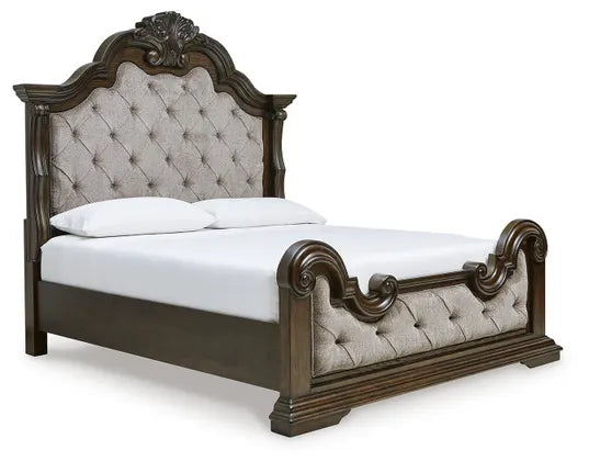 Maylee Queen Upholstered Bed Dark Brown