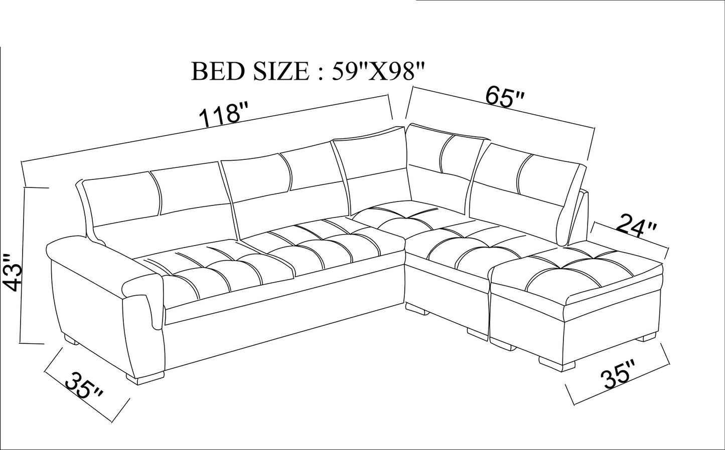 Demka Home Cansas Prime Sectional Sleeper