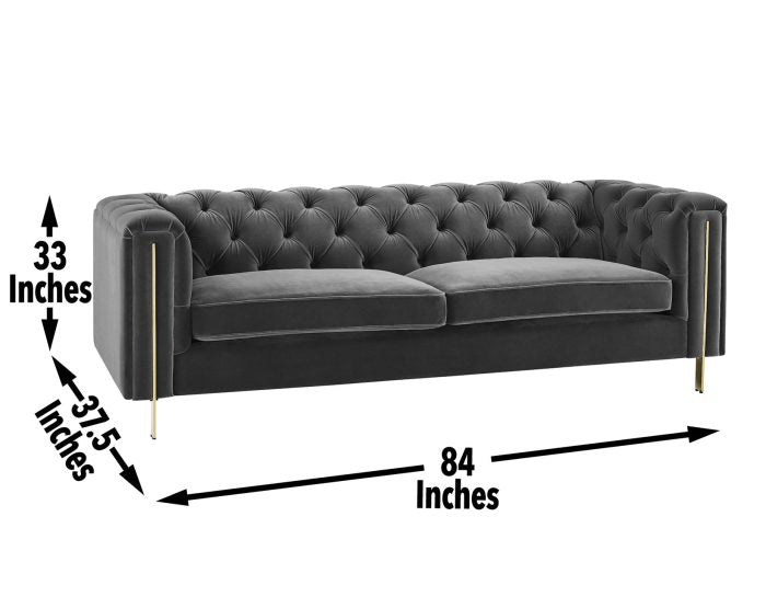 Charlene Button Tufted Rolled Arm Chesterfield Sofa