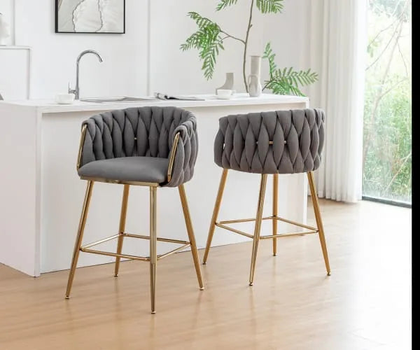CH265 Bar Stool Dark Gray Boucle - Set of 2
