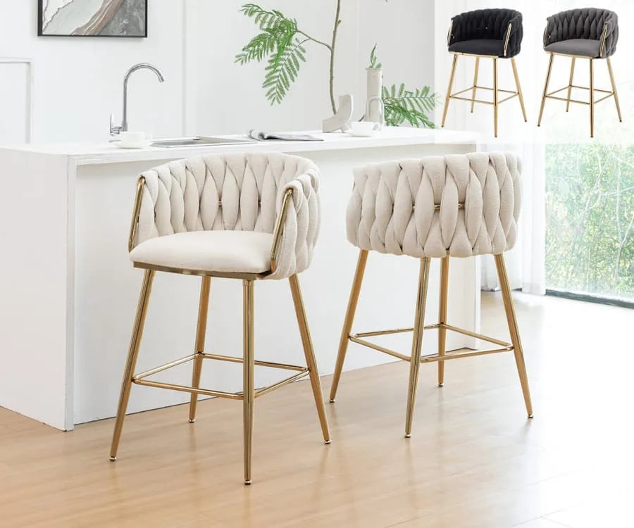 CH267 Bar Stool Boucle Fabric - Set of 2