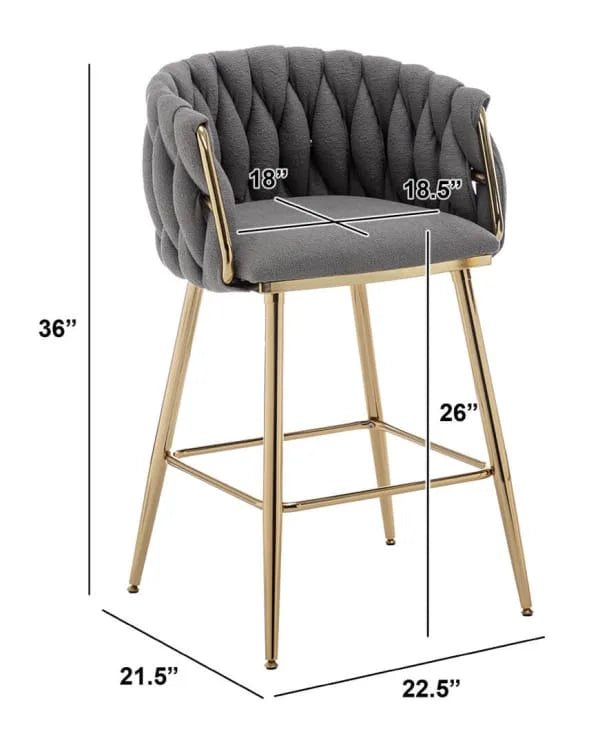 CH265 Bar Stool Dark Gray Boucle - Set of 2