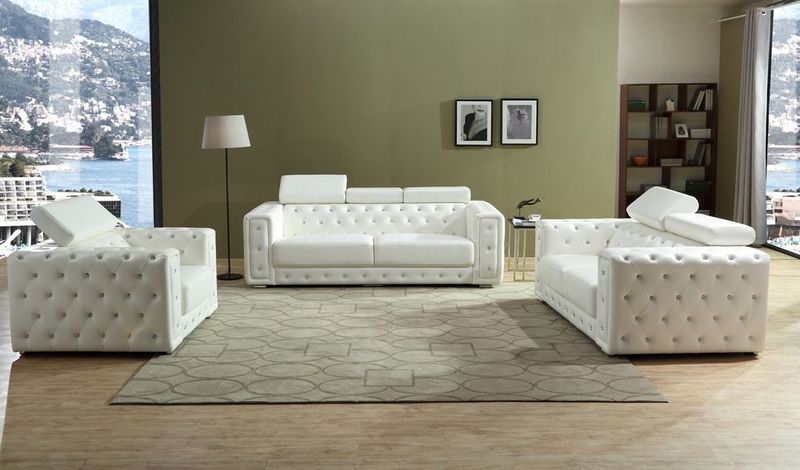 Charlise White 2 Pc Sofa Collection by Cosmos