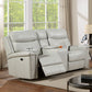 Florine Power Sofa Light Gray Leatherette