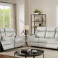 Florine Power Sofa Light Gray Leatherette
