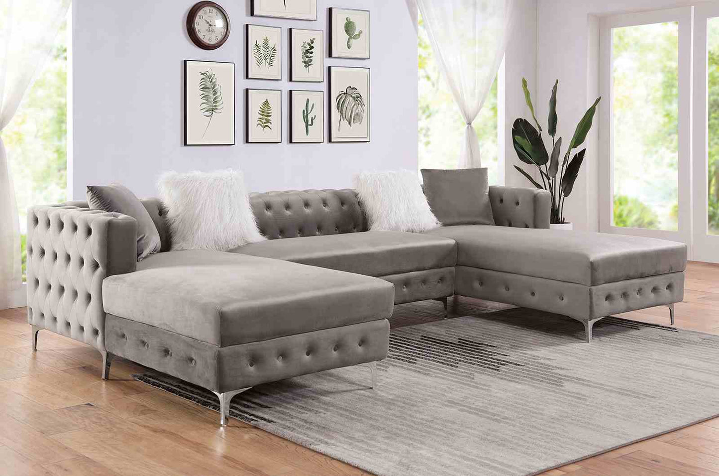 Ciabattoni CM6256 Sectional Gray Flannelette