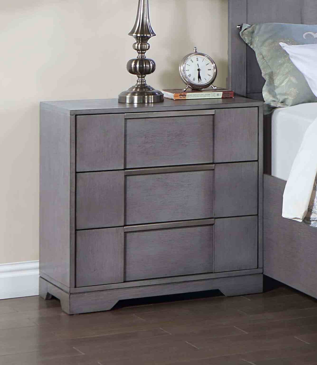 Regulus Gray Modern Bedroom Set LED Headboard