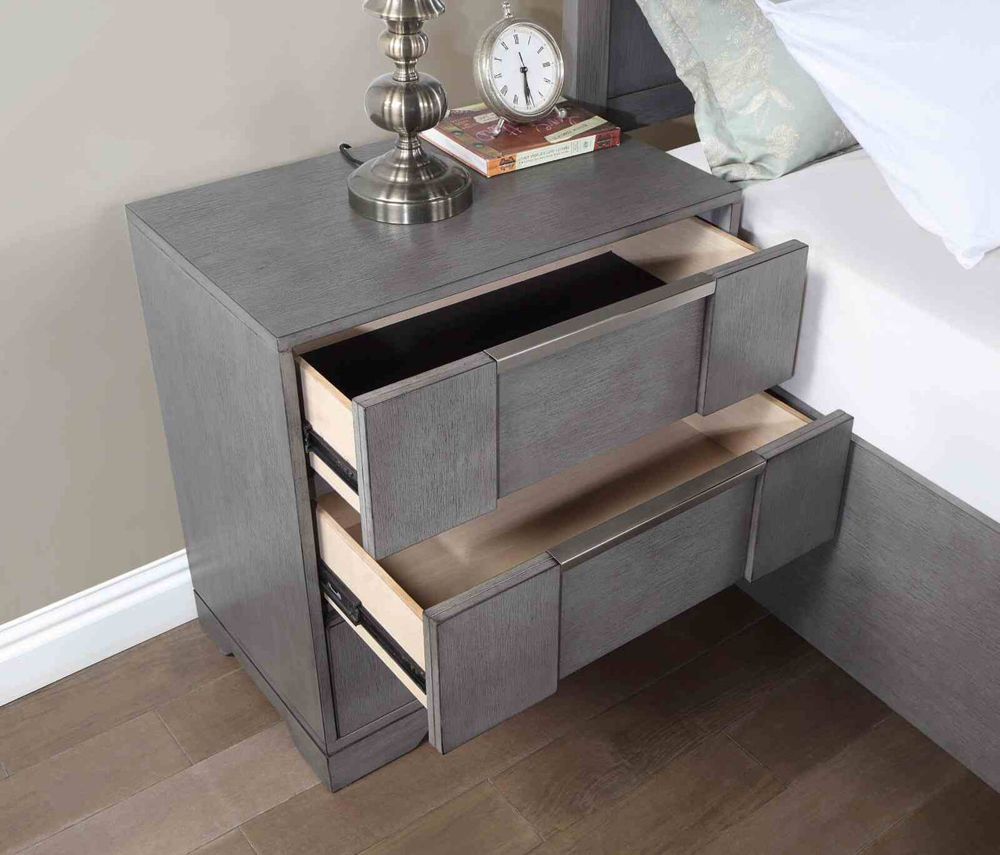 Regulus Gray Modern Bedroom Set LED Headboard