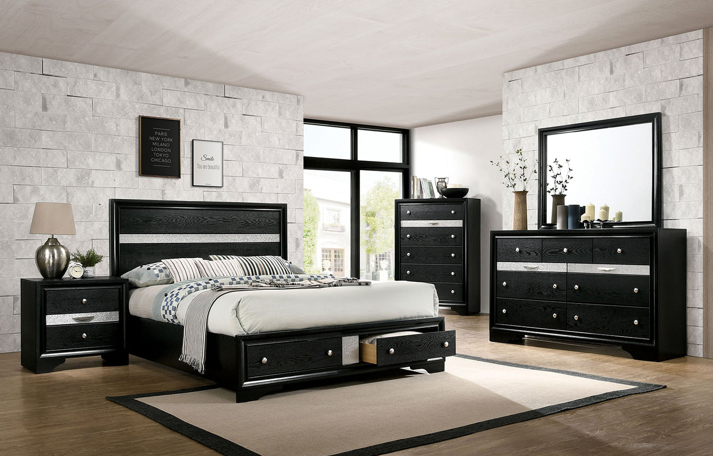 Chrissy 4 Pc Bedroom Set w/Storage - 3 Colors