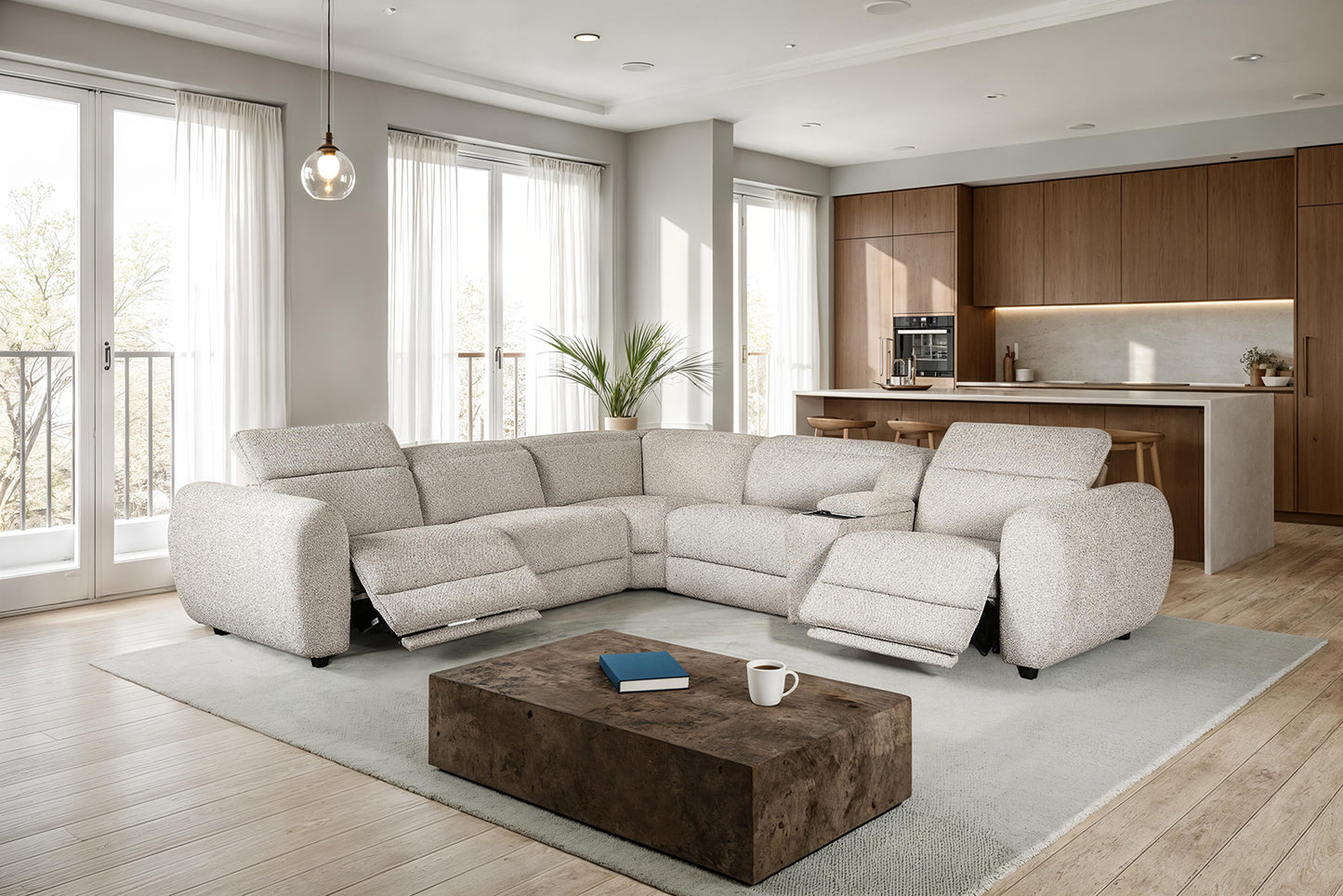 Zander Taupe Power Sectional CM9939TP