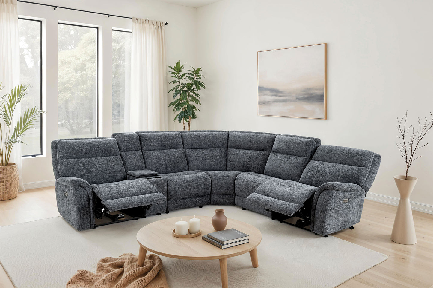 Mattheus Charcoal Gray Power Sectional